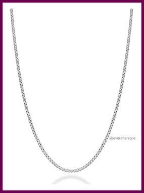 Italian 925 Sterling Silver 2mm Round Box Chain Necklace 20 Inch Unisex